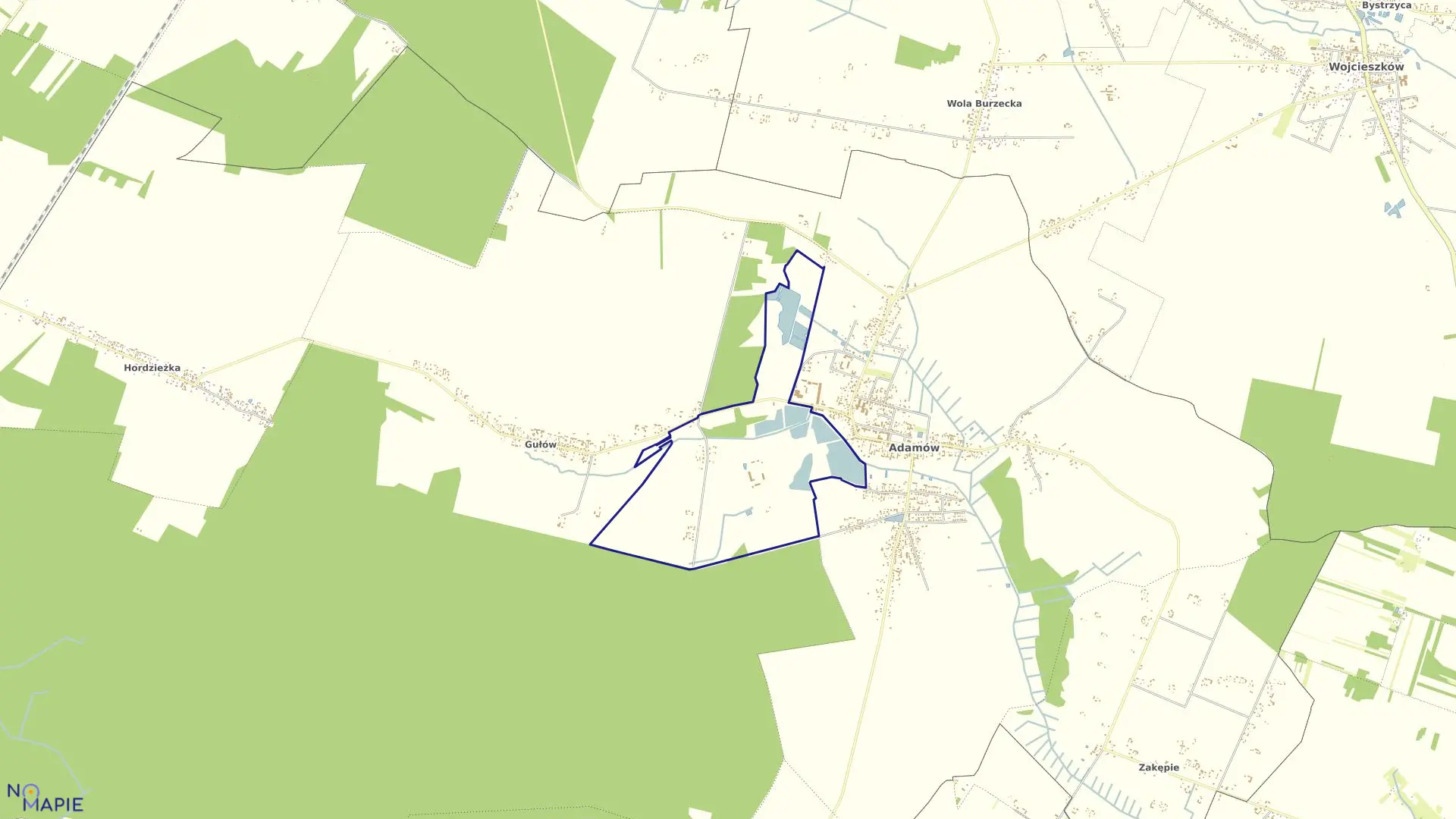 Mapa obrębu GUŁÓW-RSP w gminie Adamów